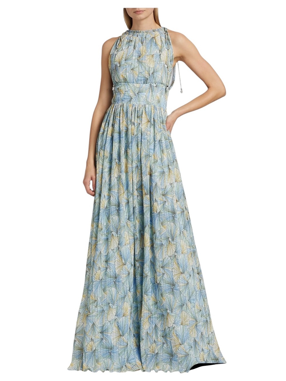 VERONICA BEARD $1k Yardley Pleated Maxi Floral Gown Dress New Powder Blue - Picture 2 of 12